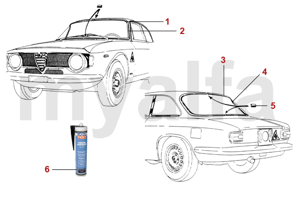 Alfa Romeo SEALS FRONT/BACK - RUBBER PARTS - BODY PARTS - ALFA GIULIA