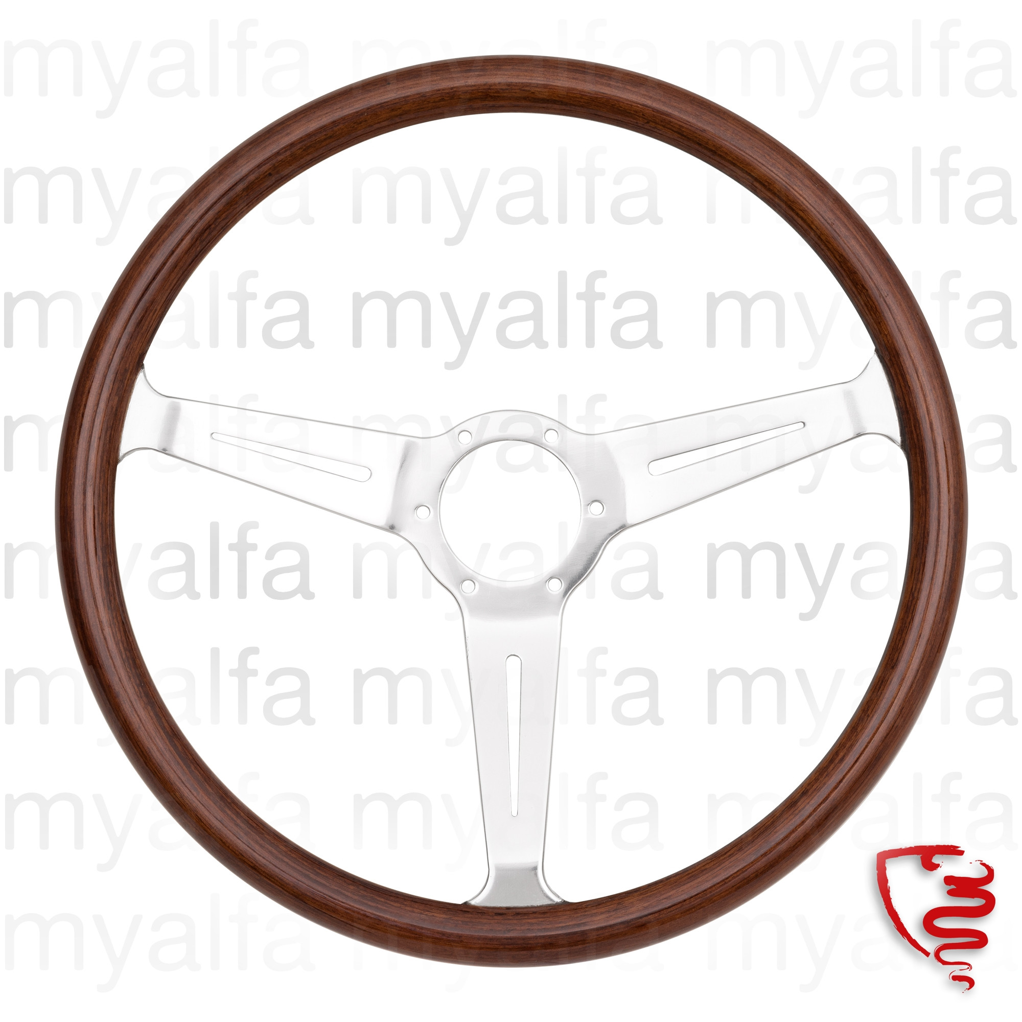 Alfa Romeo Steering Wheel 380mm Wood Brown Matte Alu Spokes